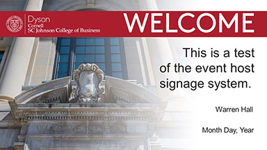 Thumbnail of event host signage PowerPoint template for Warren Hall